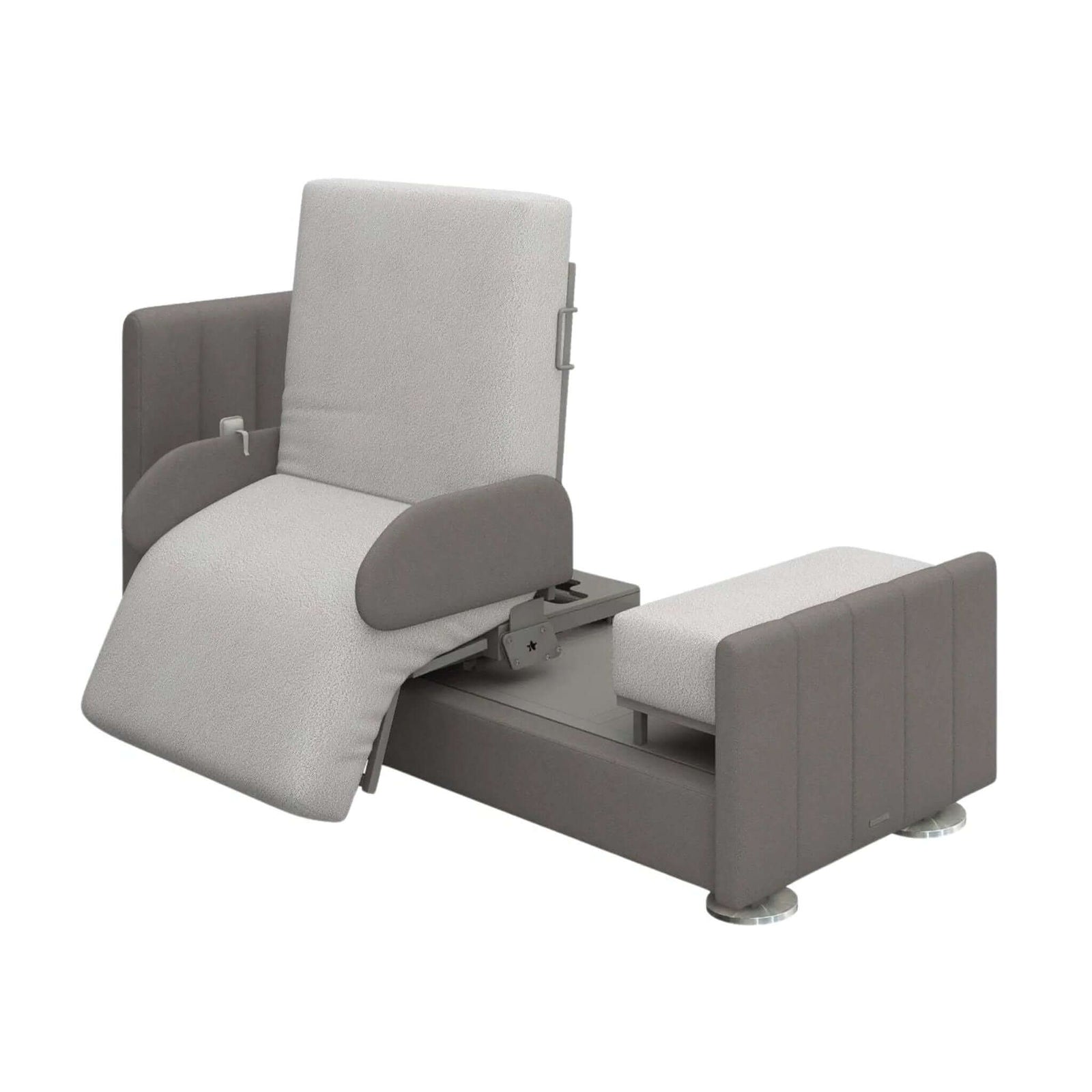 The Orin rotating sit-to-stand hospital bed in a seated-exit position